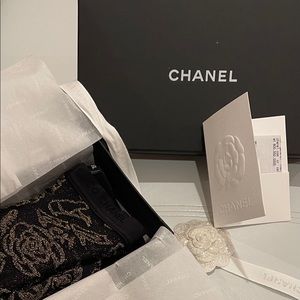 authentic CHANEL black/gold tights